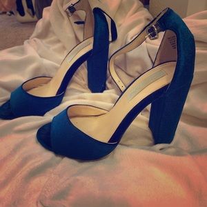 Blue strappy heels